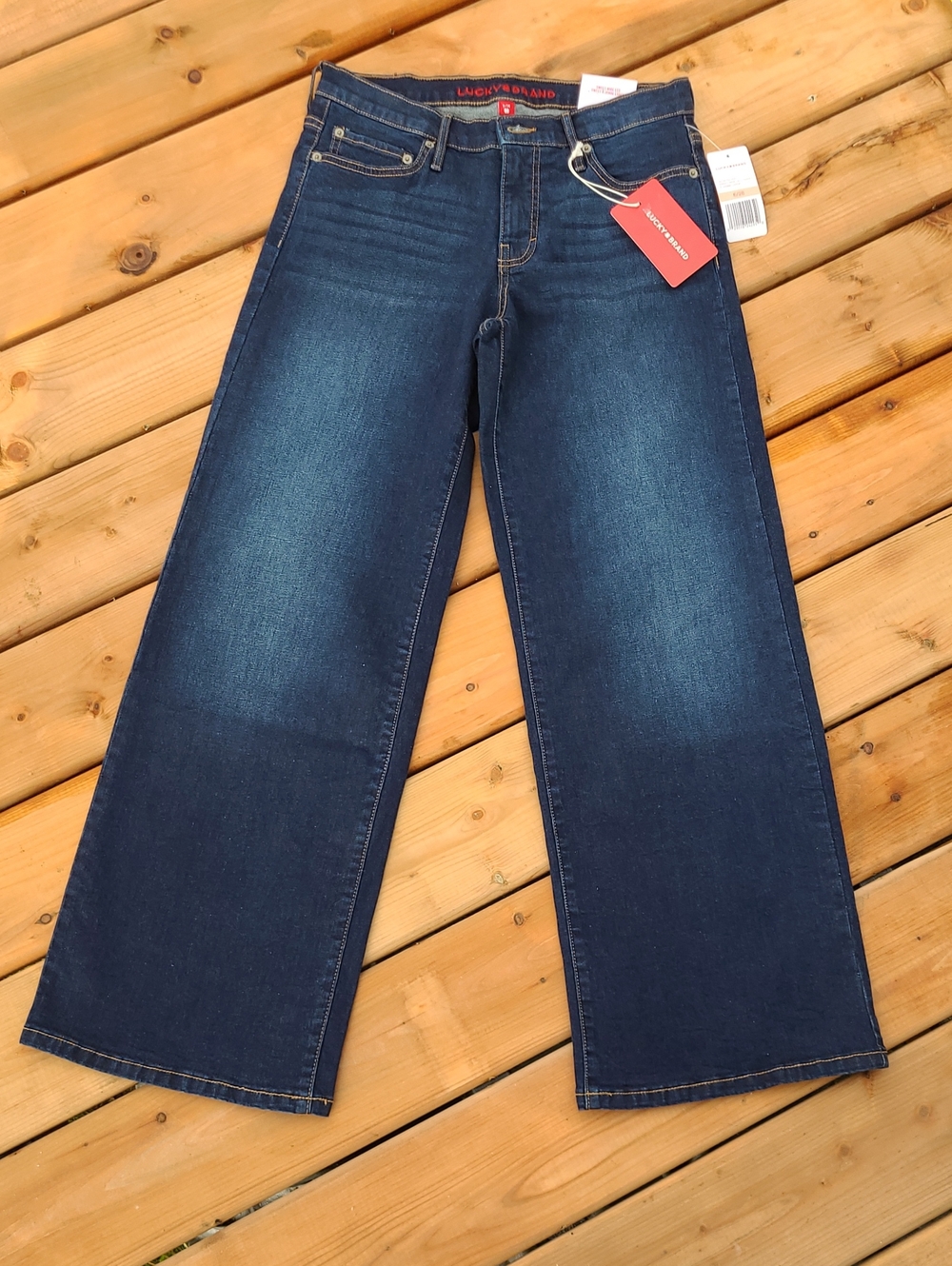 New Lucky Brand Women's Sweat Wide Leg Jeans in Dark Indigo Size 28